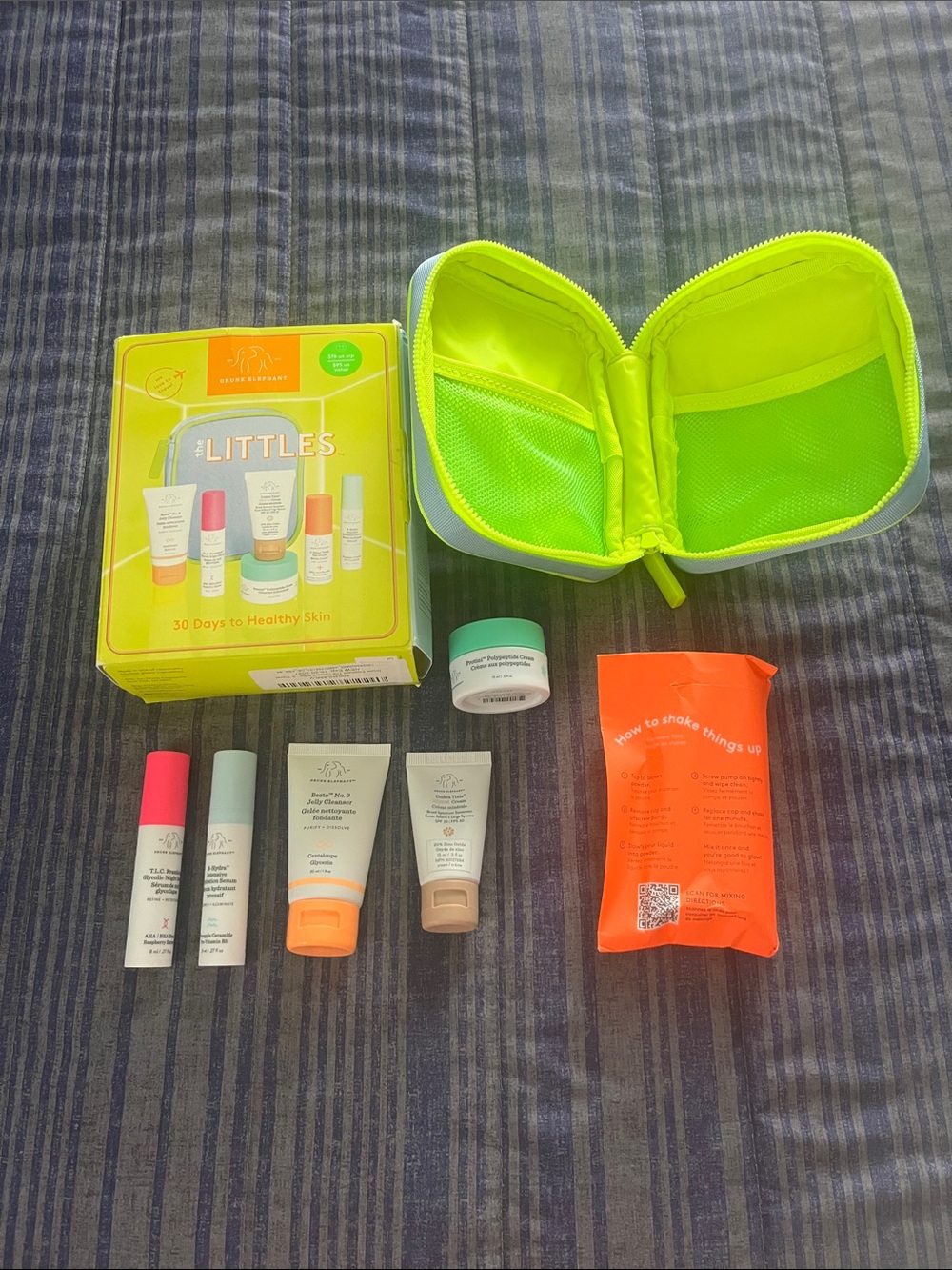Drunk Elephant Mini Skincare Set with Neon Lime Travel Case